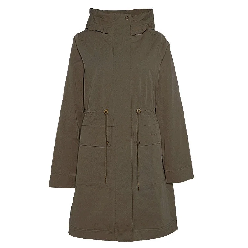 Barbour Bowlees Waterproof Ladies Jacket - Winter Moss/Classic Knit Longline Duster