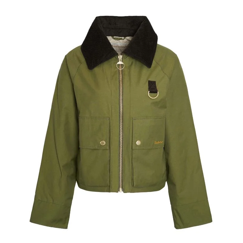 Barbour Nora Casual Ladies Jacket - Dark Moss/Light Sand/Dark Moss Fashionable Blazer Coat