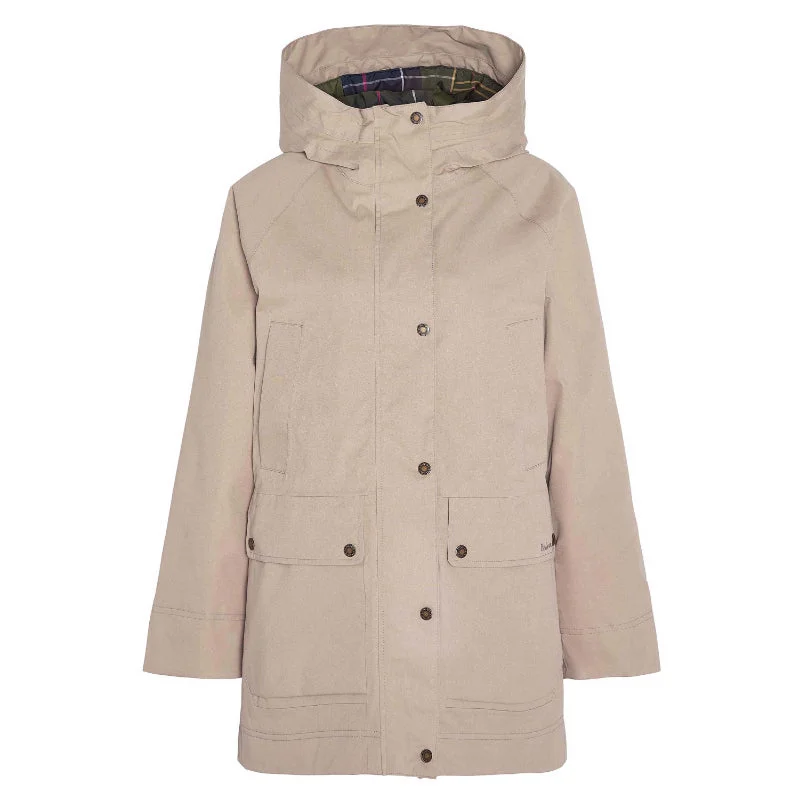 Barbour Winter Beadnell Waterproof Ladies Jacket - Sand Dune/Classic Casual Open-Front Coat