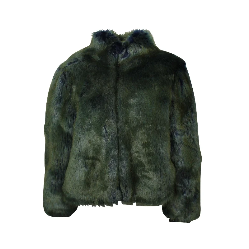 ECOPEL NAVY GREEN FAUX FUR COAT Insulated Snow Jacket