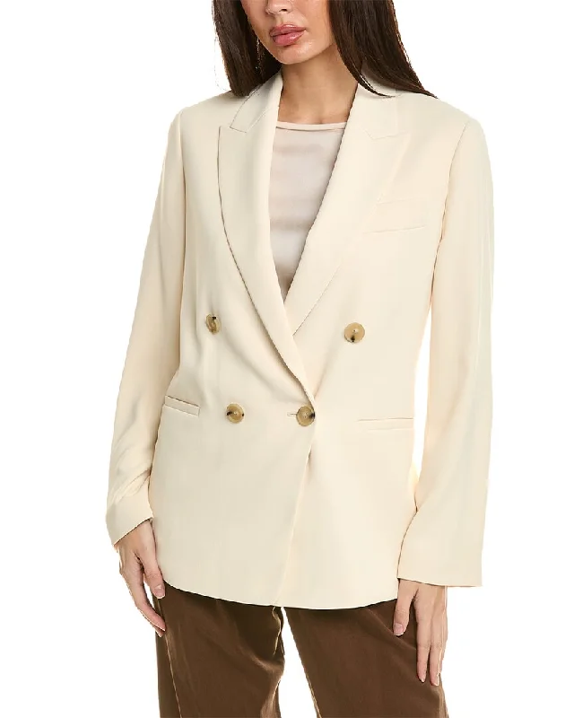 Vince Crepe Double-Breasted Blazer Luxury Cashmere Wrap