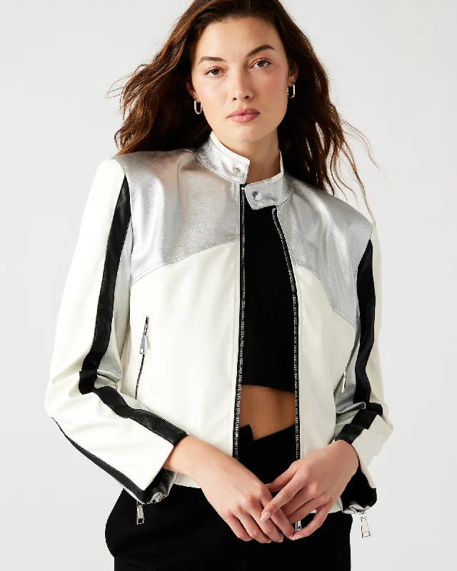 HELAYNA JACKET SILVER Cropped Tweed Jacket