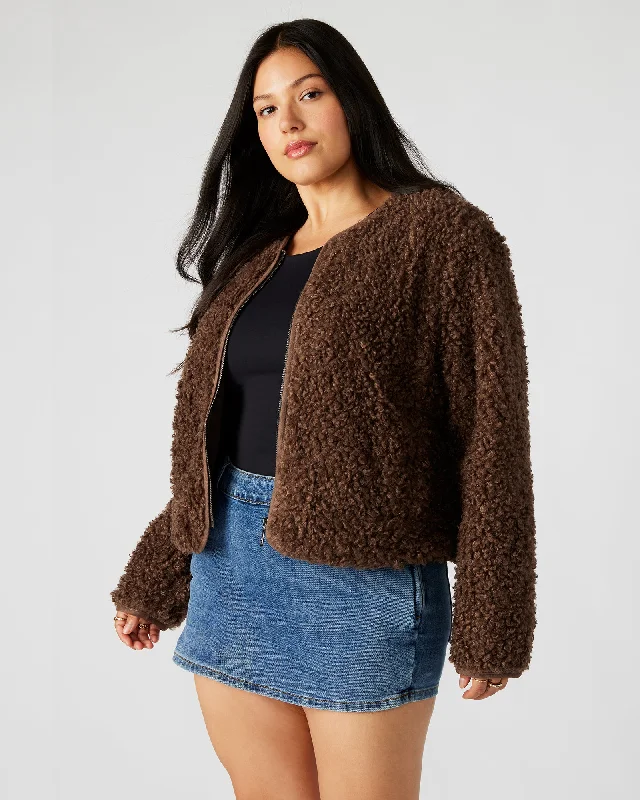 TEDDY JACKET COCOA Fur-Lined Aviator Coat