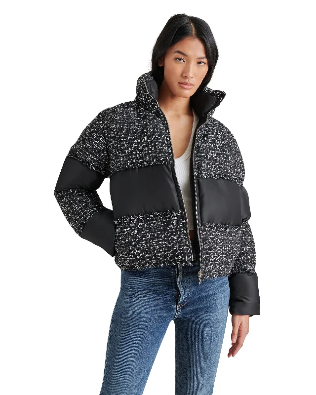 SNOW DROP JACKET BLACK MULTI Draped Collar Cardigan