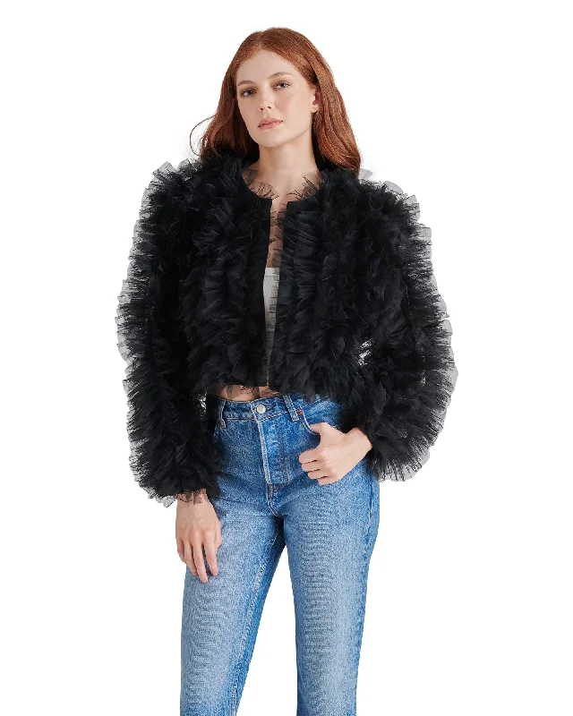 ODILE JACKET BLACK Fur-Trimmed Winter Coat