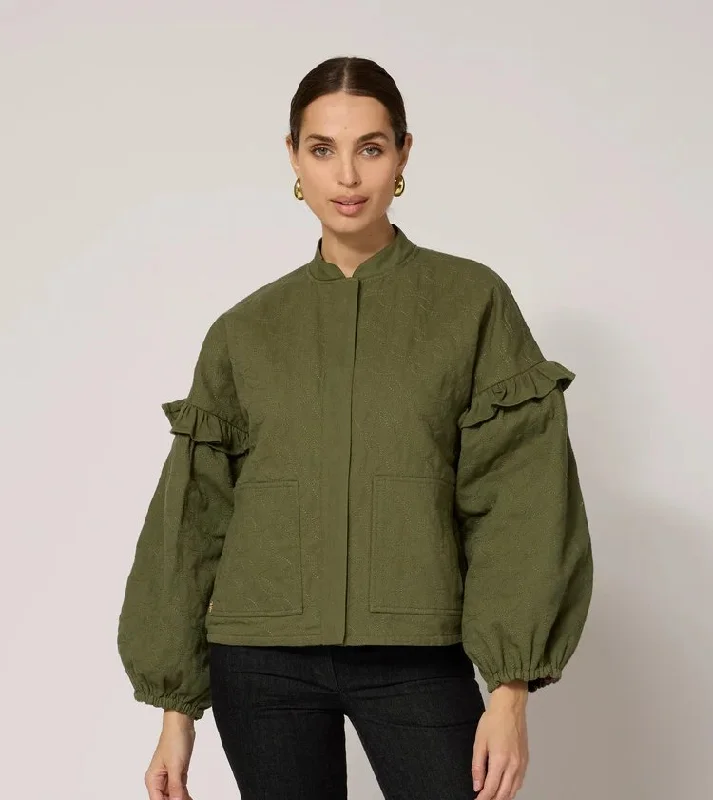 Cleobella Bobbi Reversible Jacket / Army Green Modern Asymmetric Coat