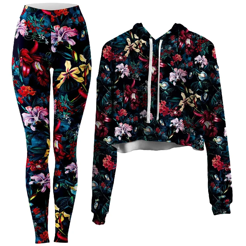 Dark Path Crop Hoodie and Leggings Combo Cozy Fleece Hoodie