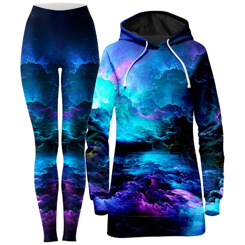 Dream Waves Hoodie Dress and Leggings Combo Adjustable Waist Parka