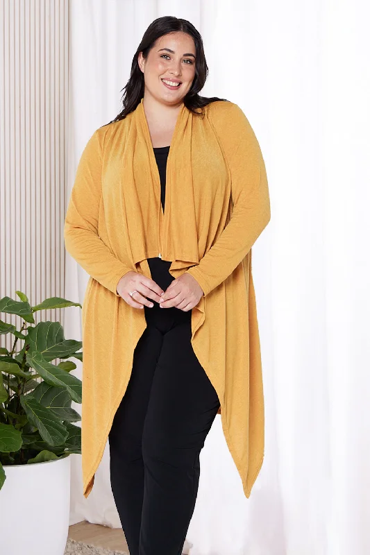 Kasra Wrap Tunic Jacket - Mustard Stretchy Active Jacket