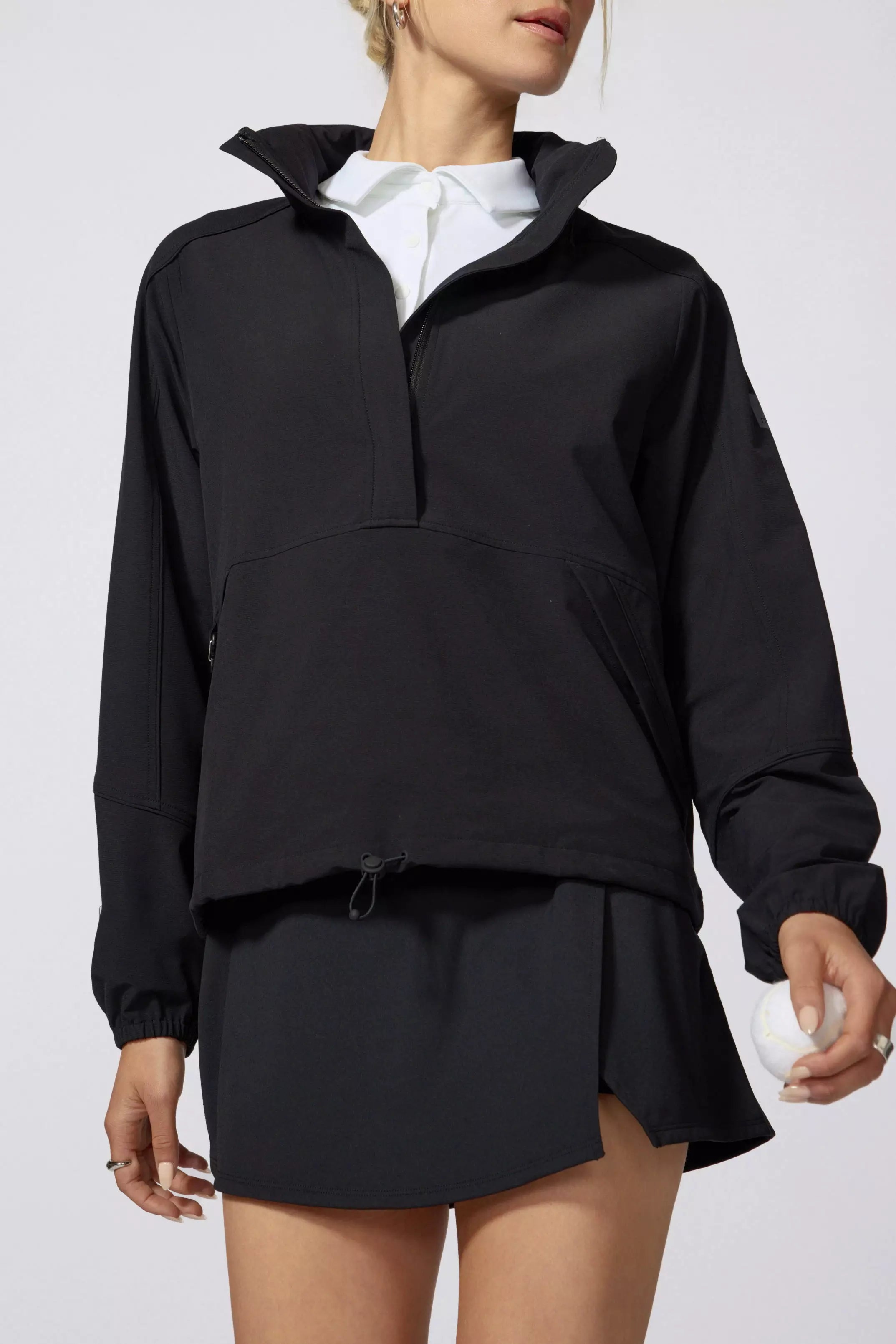 Rove Packable Anorak - Black Draped Longline Jacket