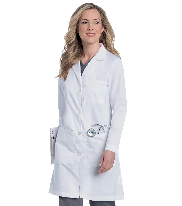 Women's Five-Pocket 38" Full-Length Lab Coat Knit Longline Duster