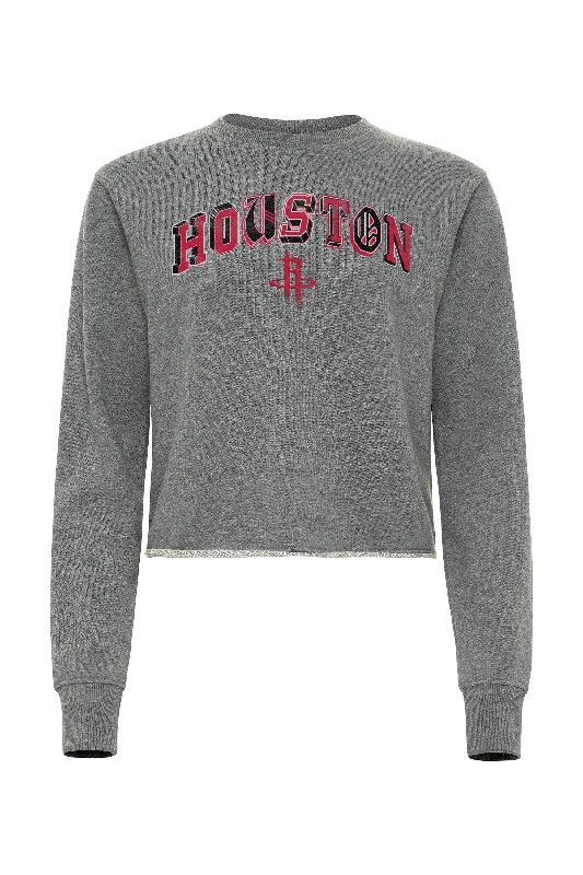 Women's Houston Rockets Sportiqe Crewneck Crop Sweatshirt Fuzzy Sherpa Pullover