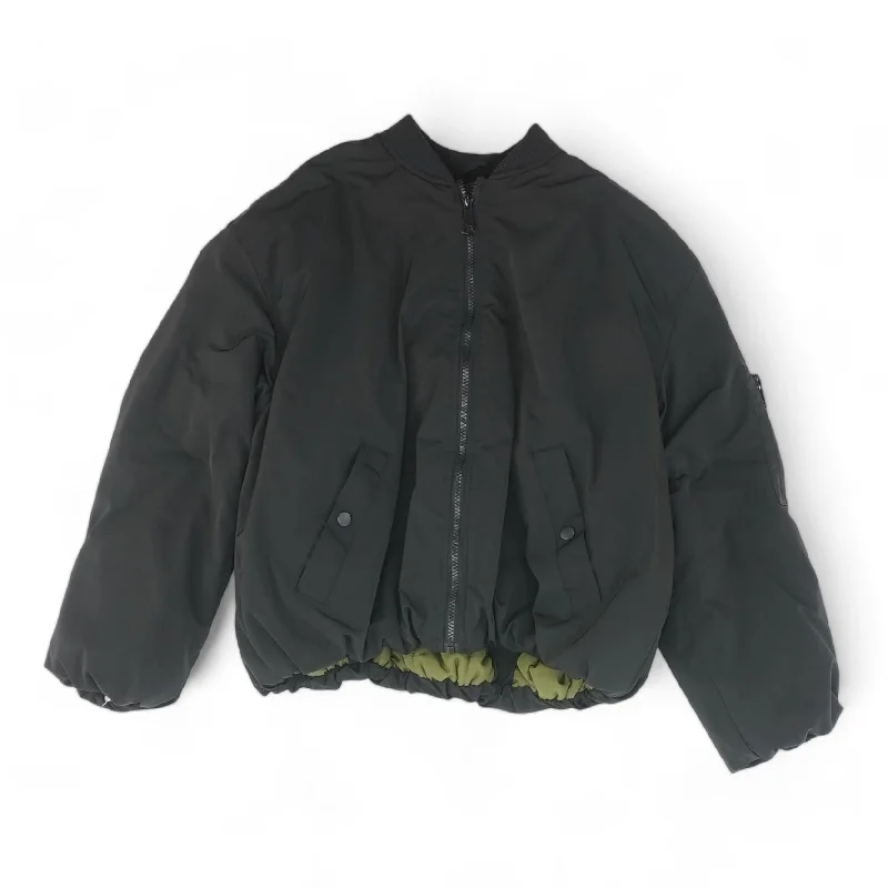 Black Solid Bomber Jacket