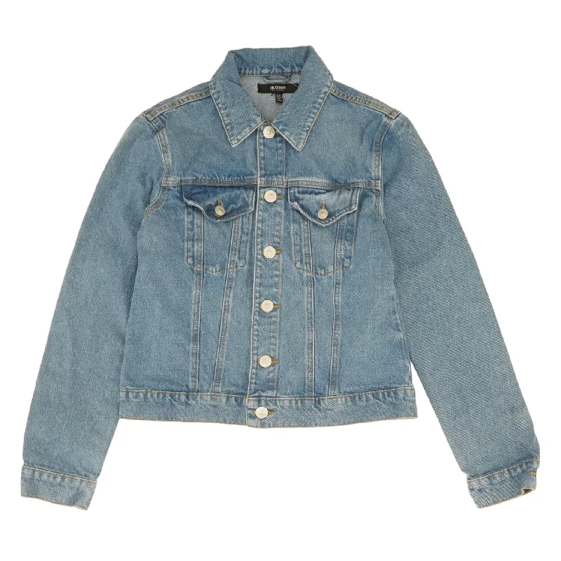 Blue Solid Denim Jacket