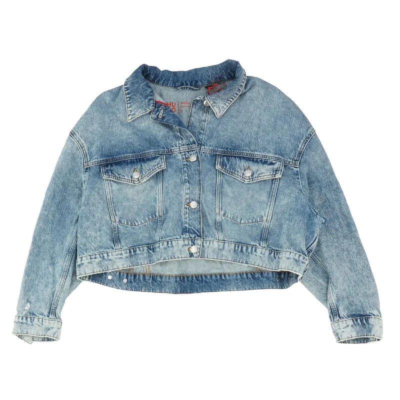 Blue Solid Denim Jacket