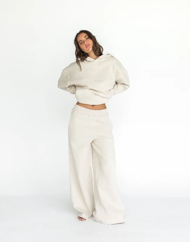 River Wide Leg Tracksuit Pants (Ecru)