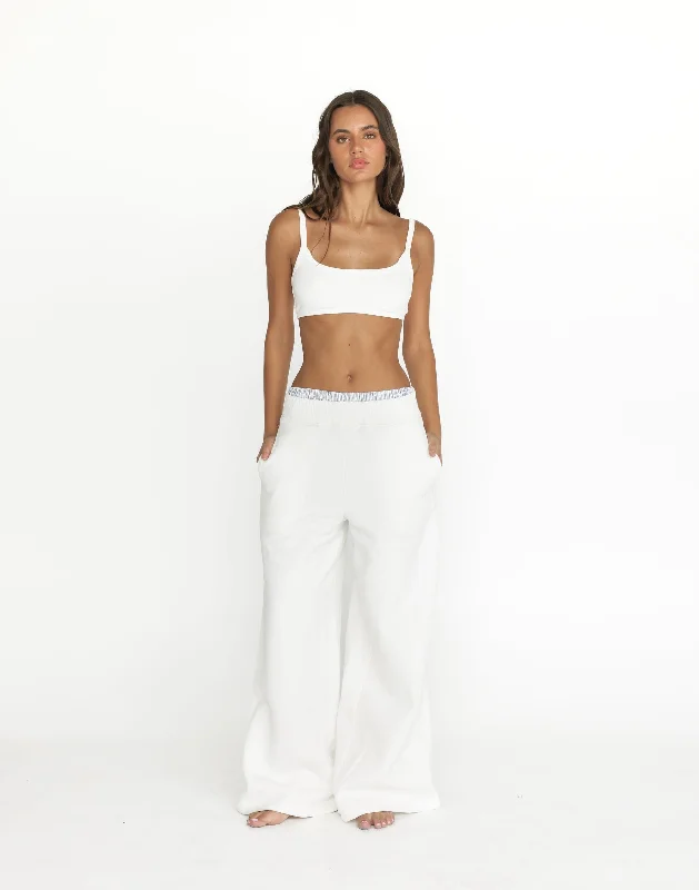 River Wide Leg Tracksuit Pants (White)